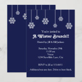 Invitation Flocons de neige suspendus blancs d'hiver Invitati (Devant / Derrière)