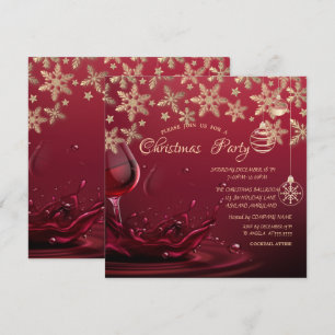 Invitation Flocons de neige,Verre à vin,Boules Noël Entrepris