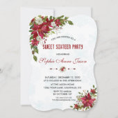 Invitation Flocons de Noël Poinsettia Sweet Sixteen (Devant)