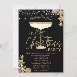 Invitation Flocons de verre à champagne Société de Noël
