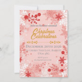 Invitation Flocons festifs blancs et roses (Devant)