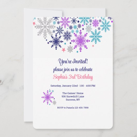 Invitation Flocons Hiver (Devant)