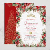 Invitation Flor de Noël de Pascua Red Holiday Quinceañera (Devant / Derrière)