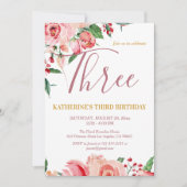 Invitation Flora Blush Rose or Aquarelle Flora Anniversaire (Devant)