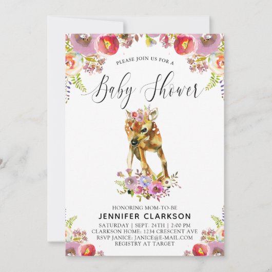 Invitation Flora Doe Baby shower (Devant)