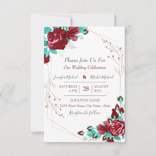 Invitation Flora Fleurs & feuilles Mariage Bourgogne Inviter (Devant)