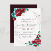 Invitation Flora Fleurs & feuilles Mariage Bourgogne Inviter (Devant / Derrière)