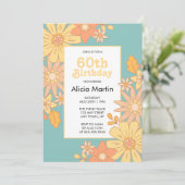 Invitation Flora Orange Retro Super 60e anniversaire (Debout devant)