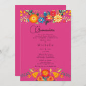 Invitation Flora - Quincinera 15e anniversaire (Devant / Derrière)