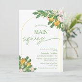 Invitation Flora rose moderne Citron Fête des mariées princip (Debout devant)