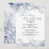 Invitation Flora Something Blue Before I DO Bridal Shower (Devant / Derrière)