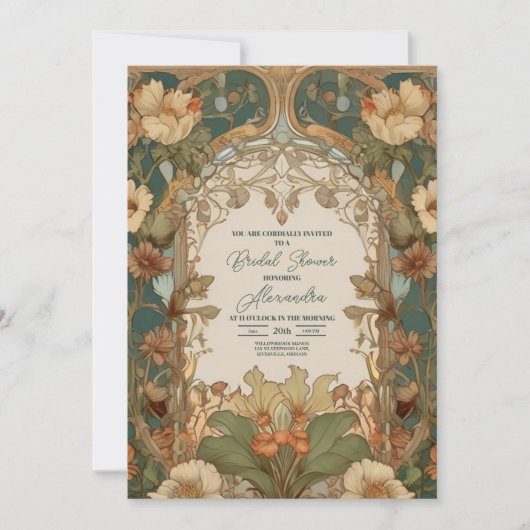 Invitation Flora Vintage Art nouveau (Devant)