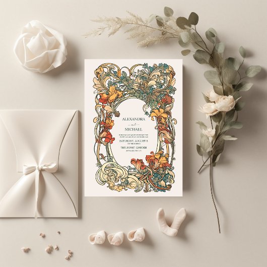Invitation Flora Vintage Art nouveau Mariage