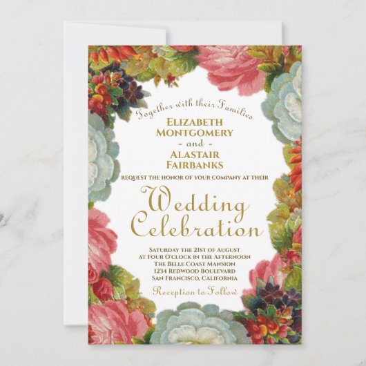 Invitation Floraison Automne Victorien Fleurs d'automne Maria (Devant)