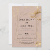 Invitation Floraison dorée | Cérémonie Mariage moderne (Devant)