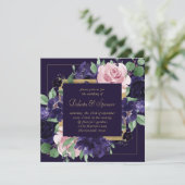 Invitation Floraison | Floral de violet foncé et rose (Debout devant)