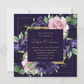 Invitation Floraison | Floral de violet foncé et rose (Devant)