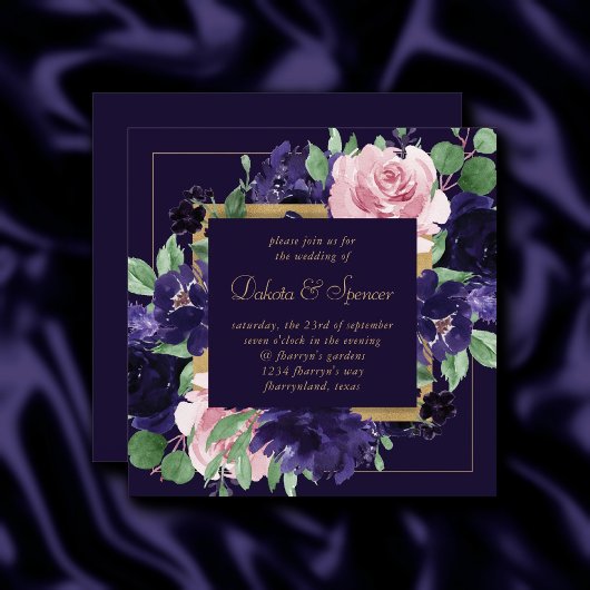 Invitation Floraison | Floral de violet foncé et rose