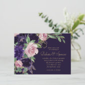 Invitation Floraison | Floral de violet foncé et rose (Debout devant)