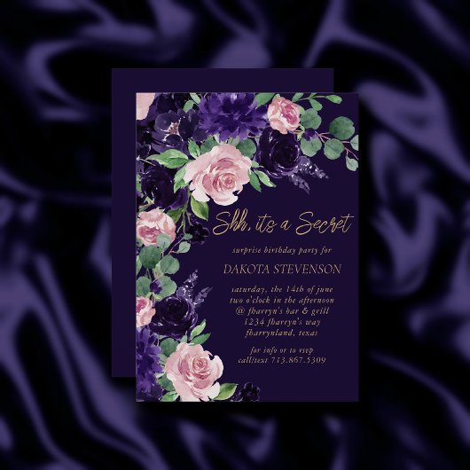 Invitation Floraison | Parti surprise violet rose