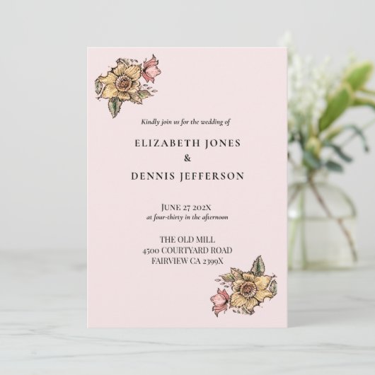 Invitation FLORAISON - rose (Debout devant)