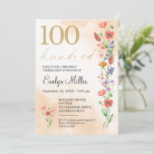 Invitation Floral 100e anniversaire - Design Fleur sauvage d' (Debout devant)