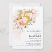 Invitation Floral 15e anniversaire Quinceanera Aquarelle (Devant)