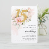 Invitation Floral 15e anniversaire Quinceanera Aquarelle (Debout devant)