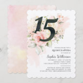 Invitation Floral 15e anniversaire Quinceanera fête d'anniver (Devant / Derrière)