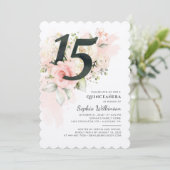 Invitation Floral 15e anniversaire Quinceanera fête d'anniver (Debout devant)