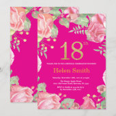 Invitation Floral 18e anniversaire Parties scintillant or et (Devant / Derrière)