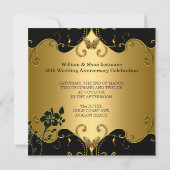 Invitation Floral 50e anniversaire Mariage or noir (Dos)