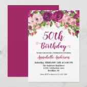 Invitation Floral 50e anniversaire Purple rose Aquarelle mode (Devant / Derrière)