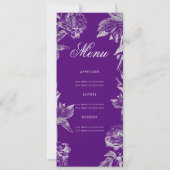 Invitation Floral 50th Birthday Program Silver Purple Menu (Dos)