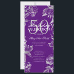 Invitation Floral 50th Birthday Program Silver Purple Menu<br><div class="desc">Design élégant "Programme de fête d'anniversaire" avec arrangement floral en argent avec texte personnalisé.</div>