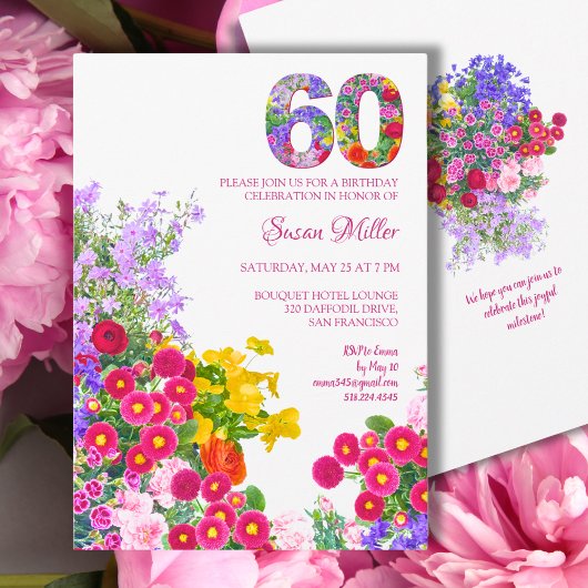 Invitation Floral 60e anniversaire - Conception des célébrati