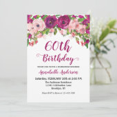 Invitation Floral 60e anniversaire Purple rose aquarelle mode (Debout devant)