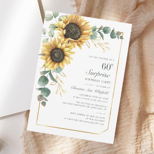 Invitation Floral 60e Tournesol Aquarelle Anniversaire