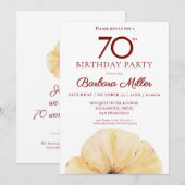 Invitation Floral 70e Anniversaire - Elégante Chute Jaune (Devant / Derrière)