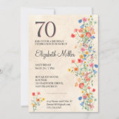 Invitation Floral 70e anniversaire Fleurs sauvages 70 ans fêt (Devant)