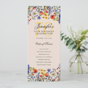Invitation Floral 70e Anniversaire Menu Merci Champagne
