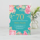 Invitation Floral 70e anniversaire Parties scintillant or et  (Debout devant)