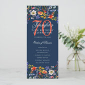 Invitation Floral 70th Birthday Party Program Menu Marine (Debout devant)