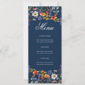 Invitation Floral 70th Birthday Party Program Menu Marine (Dos)