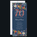 Invitation Floral 70th Birthday Party Program Menu Marine<br><div class="desc">Elégant design "programme fête d'anniversaire" avec fleurs sauvages aquarelles et texte personnalisé.</div>