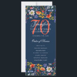 Invitation Floral 70th Birthday Party Program Menu Marine<br><div class="desc">Elégant design "programme fête d'anniversaire" avec fleurs sauvages aquarelles et texte personnalisé.</div>
