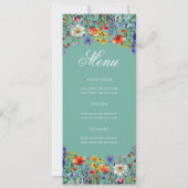 Invitation Floral 70th Birthday Party Program Menu Turquoise (Dos)