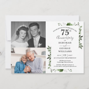 Invitation Floral 75e anniversaire du Mariage Alors et mainte