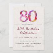 Invitation Floral 80th Birthday - Elegant Celebration (Devant)