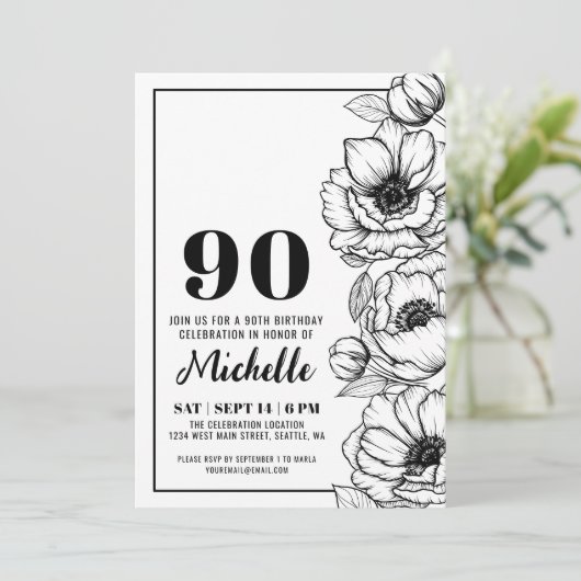 Invitation Floral 90e anniversaire (Debout devant)